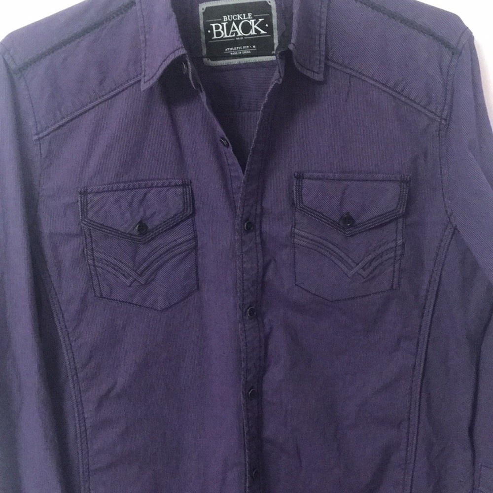 Buckle Black Athletic Fit Button Down Shirt - Picture 8 of 10